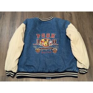 Disney Winnie The Pooh Denim Varsity‎ Jacket Classic 1966 XL (Stains)